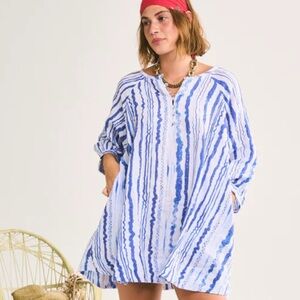 Blue and White Striped Women's Dress